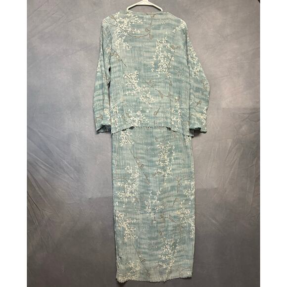 Vintage Rafael Maxi Dress Cardigan Set Textured Pleat Medium Cottagecore Granny - Picture 7 of 10